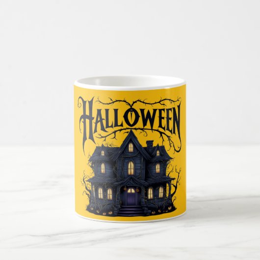 Chilling Haunted House Mok Design voor Halloween (Center)