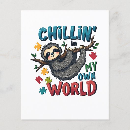 Chilling in My World Luiaard Autisme Bewustzijn Flyer (Voorkant)