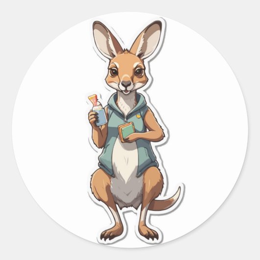 Chilling Kangaroo Sticker - Ontspannen en speels (Voorkant)