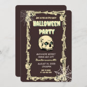 Chilling Skull Halloween Party Uitnodiging: Durf t Kaart (Voorkant / Achterkant)