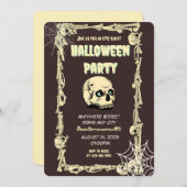 Chilling Skull Halloween Party Uitnodiging: Durf t Kaart (Voorkant / Achterkant)
