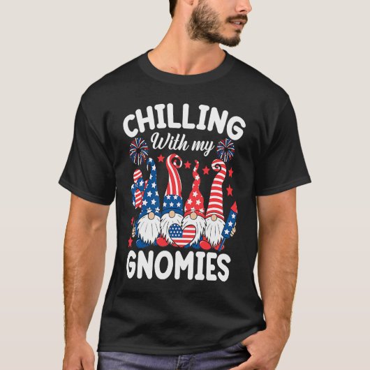 Chilling With My Gnomies 4th of July  Gnome Us Fla T-shirt (Voorkant)