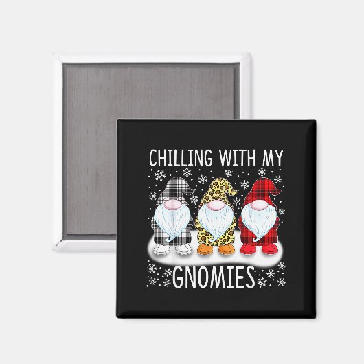 Chilling With My Gnomies Funny Group Of Gnomes Chr Magneet (Voorkant / Achterkant)