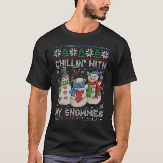 Chillin's met mijn Snowmies lelegant kerstman S T-shirt (Voorkant)