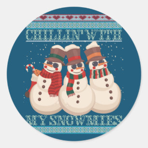 Chillin's met mijn Snowmies lomp kerstman Ronde Sticker