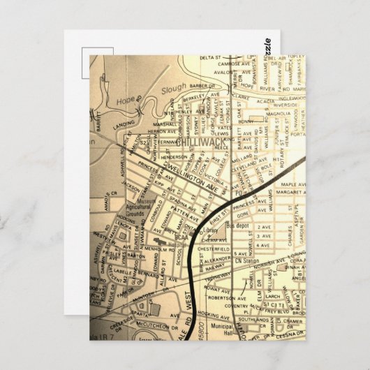 Chilliwack, Brits-Columbia,  kaart van Canada (Voorkant / Achterkant)