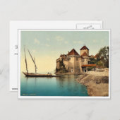 Chillon Castle, het meer van Genève, Zwitserland   Briefkaart (Voorkant / Achterkant)