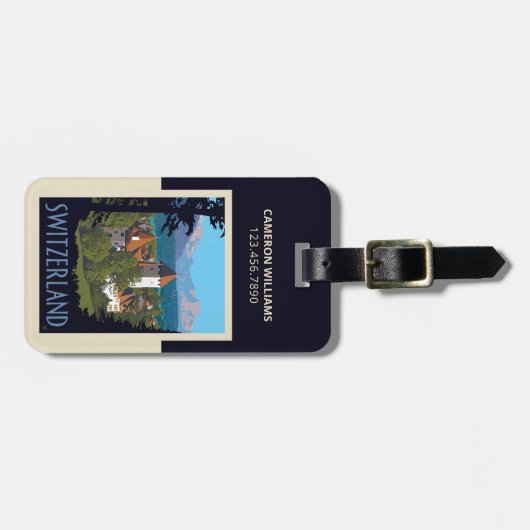 Chillon Castle | Zwitserland Bagagelabel (Voorkant horizontaal)