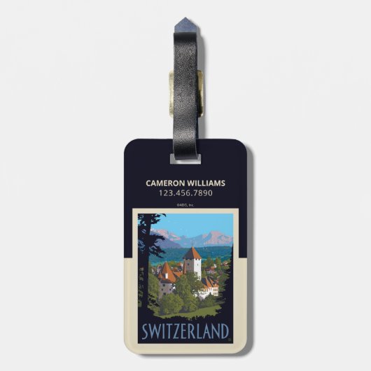 Chillon Castle | Zwitserland Bagagelabel (Achterkant verticaal)