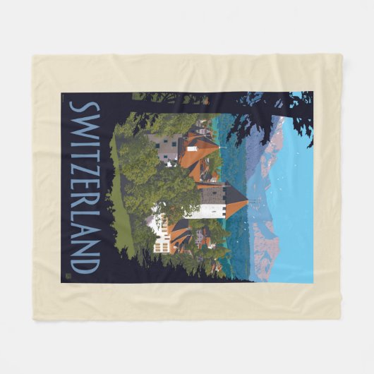 Chillon Castle | Zwitserland Fleece Deken (Voorkant (Horizontaal))