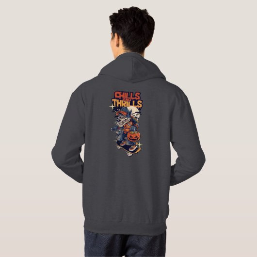 Chills and Thrills Halloween Werewolf Skateboard Hoodie (Achterkant volledig)