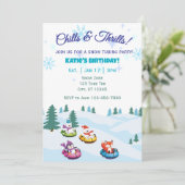 Chills & Thrills, snow tubing animals birthday Kaart (Staand voorkant)