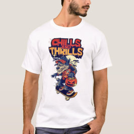  Chills & Thrills Spooky Halloween Graphic Tee T-shirt