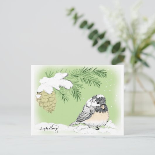 Chilly Chickadee Briefkaart (Staand voorkant)
