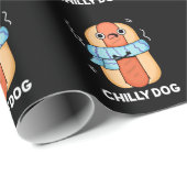 Chilly Dog Funny Chili Hot Dog Pun Dark BG Cadeaupapier (Rol Hoek)