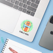 Chilly Dog Funny Chili Hot Dog Pun Sticker (Laptop met iPhone)