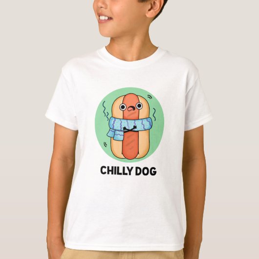 Chilly Dog Funny Chili Hot Dog Pun T-shirt (Voorkant)