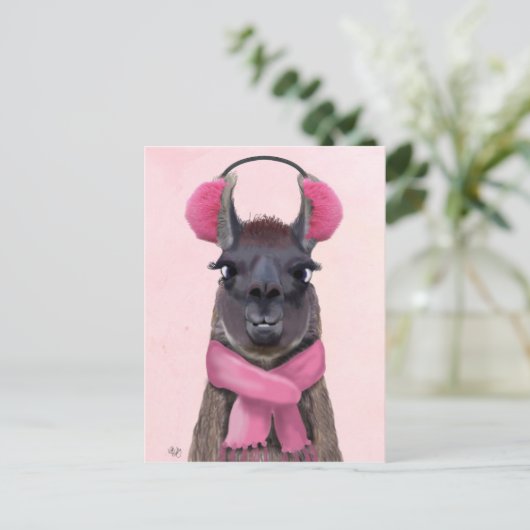 Chilly Llama Pink Briefkaart (Staand voorkant)