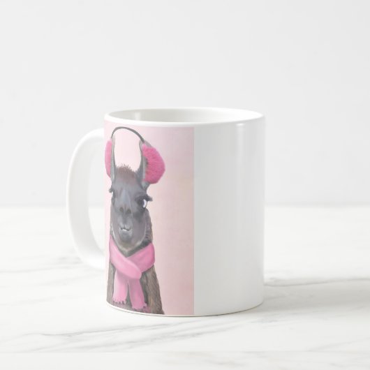 Chilly Llama Pink Koffiemok (Voorkant links)