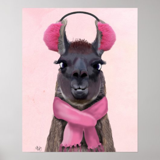 Chilly Llama Pink Poster (Voorkant)