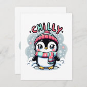 Chilly Penguin Sneeuwsjaal Knuffel Informatiekaartje (Voorkant / Achterkant)