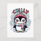 Chilly Penguin Sneeuwsjaal Knuffel Informatiekaartje (Voorkant)