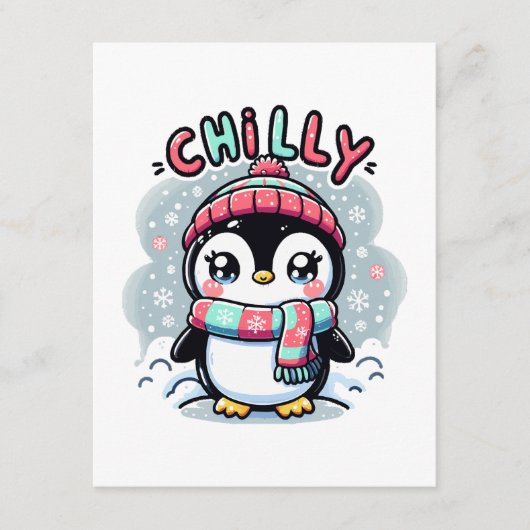 Chilly Penguin Sneeuwsjaal Knuffel Informatiekaartje (Voorkant)