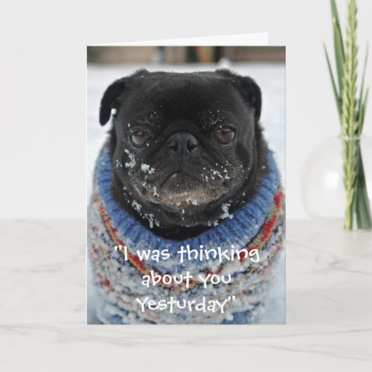 Chilly Pug "Missing You" Wenskaart Kaart (Voorkant)