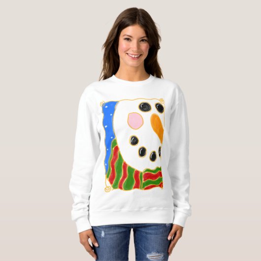 Chilly Snowman Abstracte kerstkunst Draag Trui (Voorkant volledig)