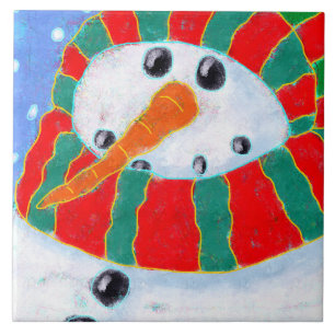 Chilly Snowman Abstracte kunst Tegeltje