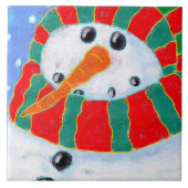 Chilly Snowman Abstracte kunst Tegeltje (Voorkant)