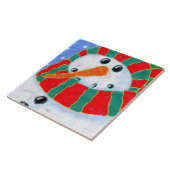 Chilly Snowman Abstracte kunst Tegeltje (Zijkant)
