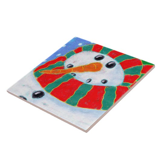 Chilly Snowman Abstracte kunst Tegeltje (Zijkant)