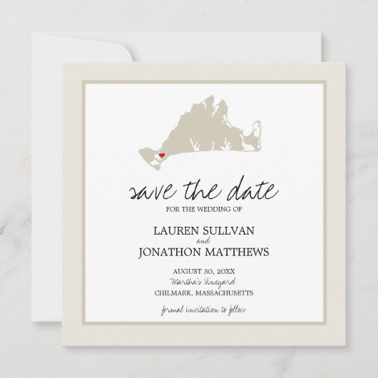 Chilmark Martha's Wineyard Wedding Save the Date (Voorkant)