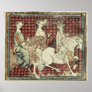Chilperic I en Fredegonde op Horseback Poster