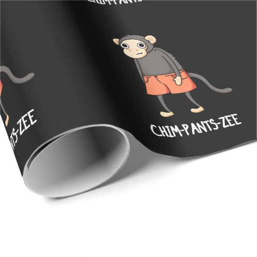 Chim-Pants-Zee Funny Chimpanzee Monkey Pun Dark BG Cadeaupapier (Rol Hoek)