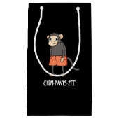Chim-Pants-Zee Funny Chimpanzee Monkey Pun Dark BG Klein Cadeauzakje (Voorkant)