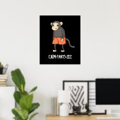 Chim-Pants-Zee Funny Chimpanzee Monkey Pun Dark BG Poster (Thuiskantoor)