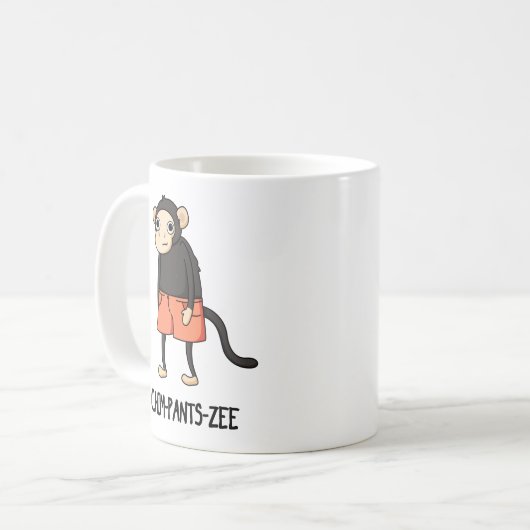 Chim-Pants-Zee Funny Chimpanzee Monkey Pun Koffiemok (Voorkant links)