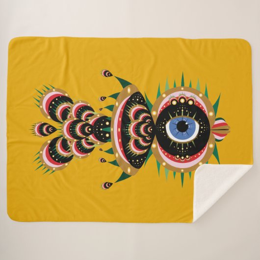 Chimera - Fish Bird Sherpa Blanket Sherpa Deken (Voorkant (horizontaal))