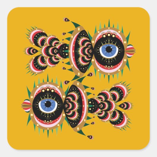 Chimera - Fish Bird Square Sticker (Voorkant)