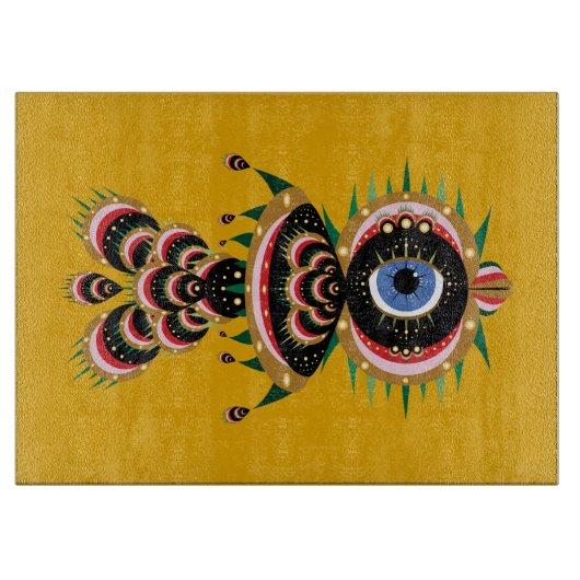 Chimera - Glazen snijvlak vis 15 x 11 Snijplank (Voorkant)