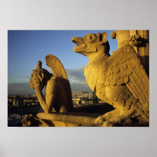 Chimera, kathedraal van Notre-Dame, Parijs, Frankr Poster