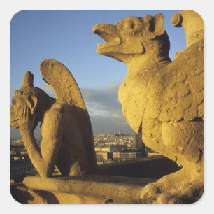 Chimera, kathedraal van Notre-Dame, Parijs, Frankr Vierkante Sticker