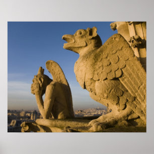 Chimera op de gevel van de kathedraal van Notre Da Poster