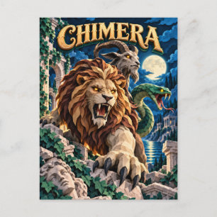 Chimera, Papieren Uitgesneden Monster Briefkaart