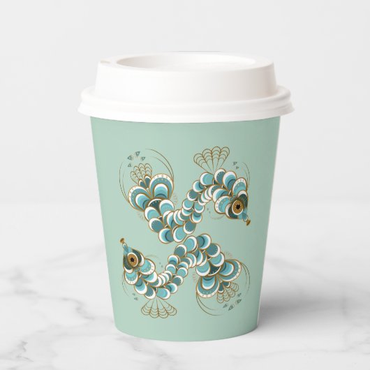 Chimera - Peacock Seahorse 8oz. Papieren Bekers (Achterkant)