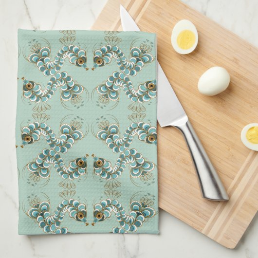 Chimera - Peacock Seahorse Kitchen Towel Theedoek (Quarter Fold)