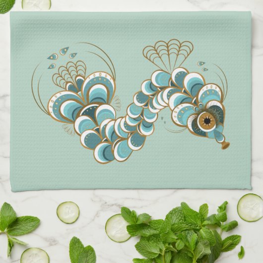 Chimera - Peacock Seahorse Kitchen Towel Theedoek (Gevouwen)