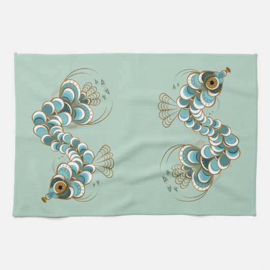 Chimera - Peacock Seahorse Kitchen Towel Theedoek (Horizontaal)